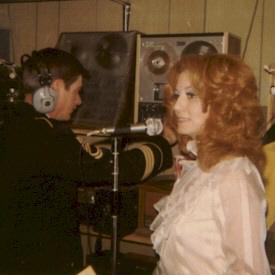 DottieWestTomGill.jpg - Sergeant Tom Gill and Dottie West, taping a segment for Armed Forces Radio.