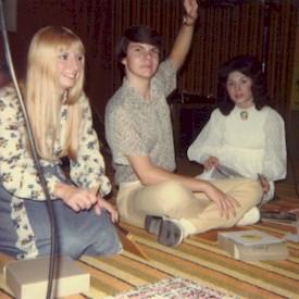 PamGaryJoannie.jpg - Pam Gilbert, Gary Nabors, and Joannie Morrison.  Signing autographs and selling records after a show. Gary operates the Cross Country country and gospel music shows in Peoria.