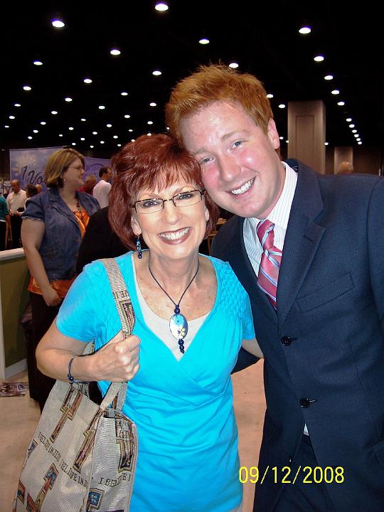 100_3980.JPG - Pam with Josh Singletary of the Tribute Quartet.