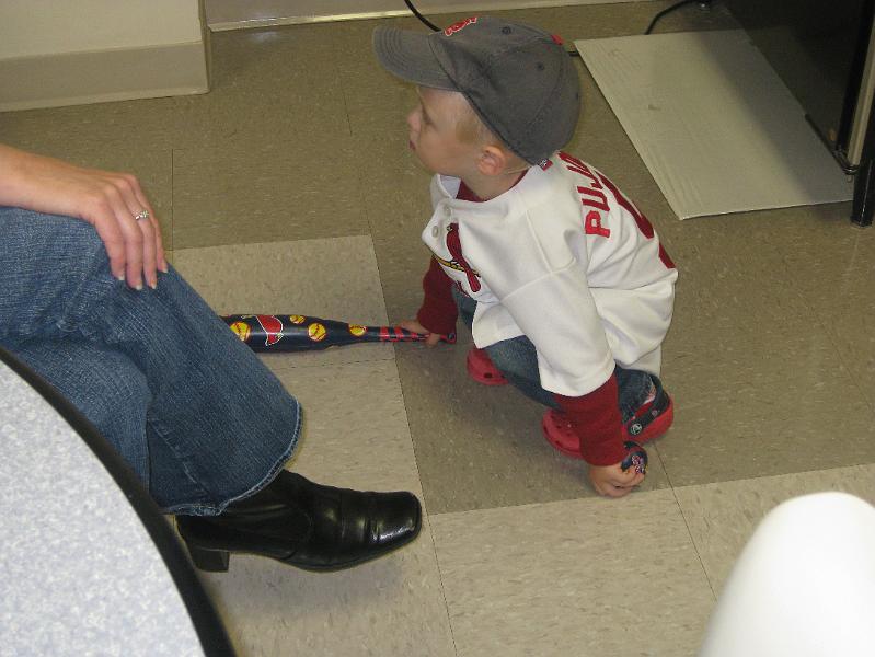 IMG_1096.JPG - My co-worker Craig's son Cody is a major Albert Pujols fan (and that's training your kid the right way!)