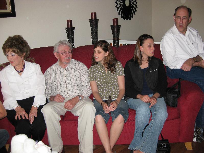 IMG_0402.JPG - NOTE TO PAM:  DON'T EVER TAKE CANDID PICTURES UNLESS YOU'RE REALLY PREPARED TO VIEW THE RESULTS!  Nana, Papa, Robin, Gina and Mark.