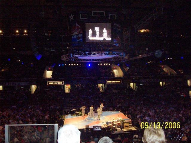100_2165.JPG - Here's another view from our balcony seats. Large video screens were suspended above the stage.